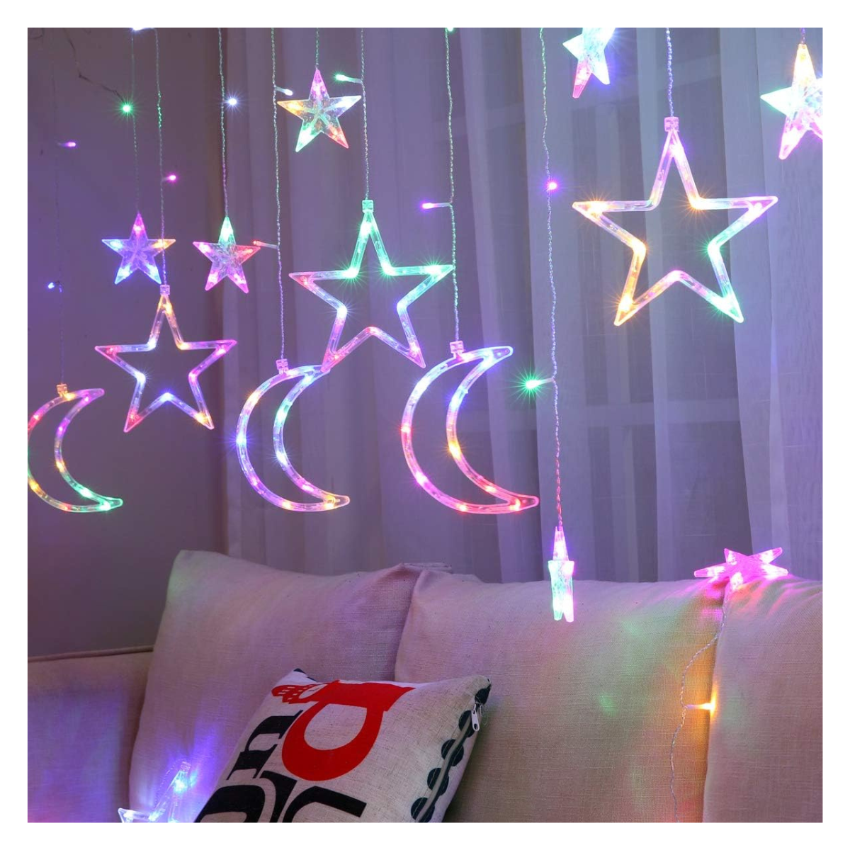 Cortina Led luna y estrellas