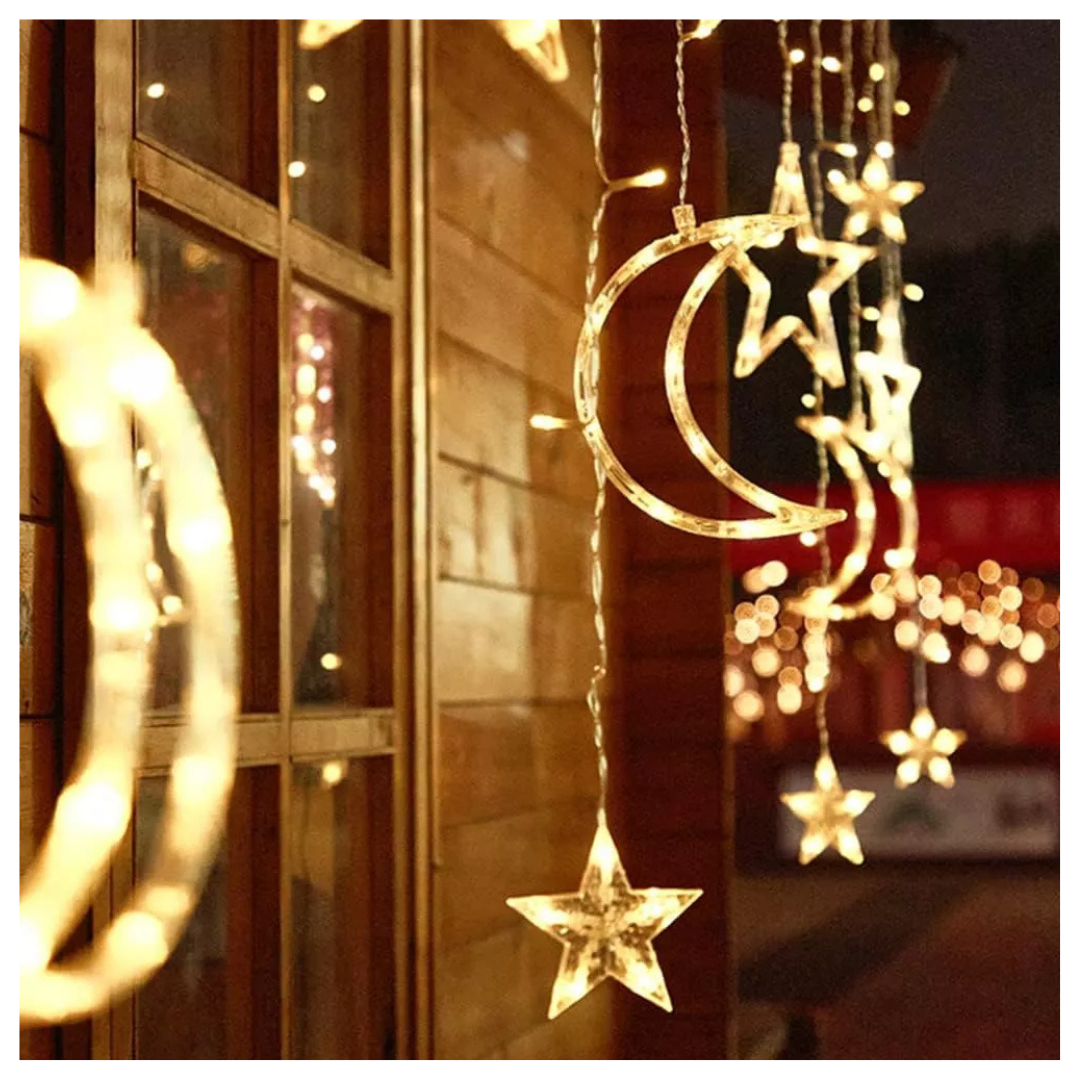Cortina Led luna y estrellas
