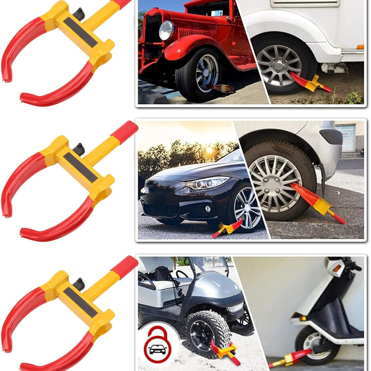 Cerradura Tenaza para Rueda Antirrobo